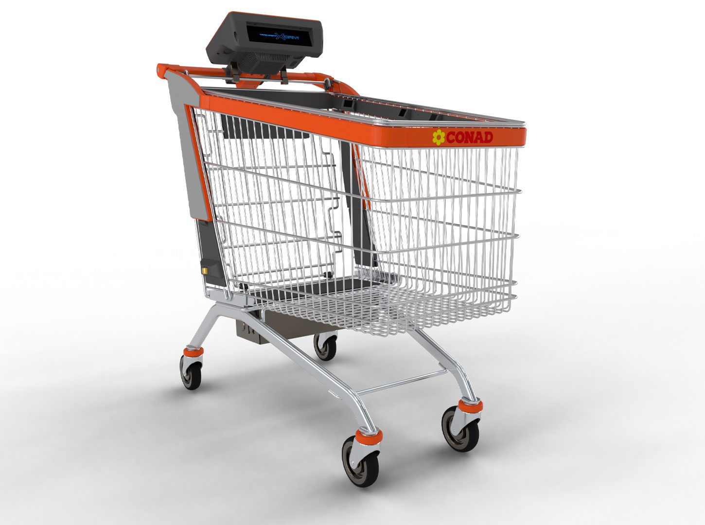 Tracxpoint's Conad branded Daivi smart shopping cart with AI